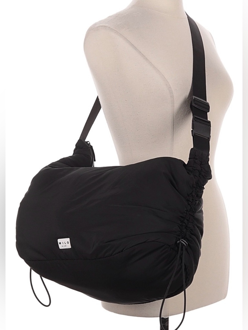 Wilo The Label Puffer Bag Shoulder Bag Black Crossbody Purse with Ruching - Picture 5 of 13